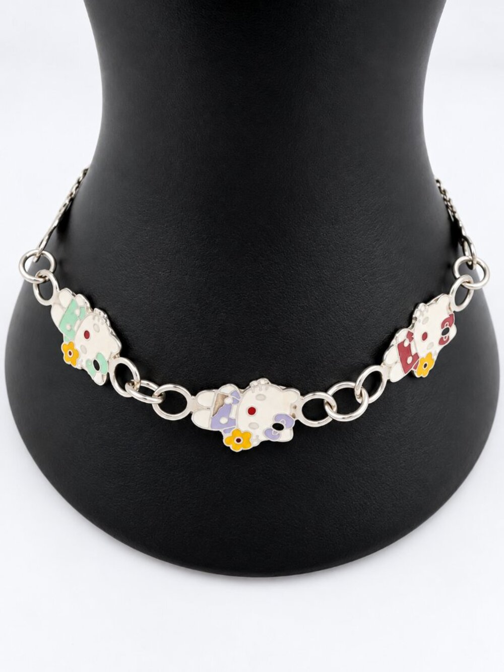 Hello Kitty Enamel Charm Bracelet Silver Tone Colorful Character Jewelry